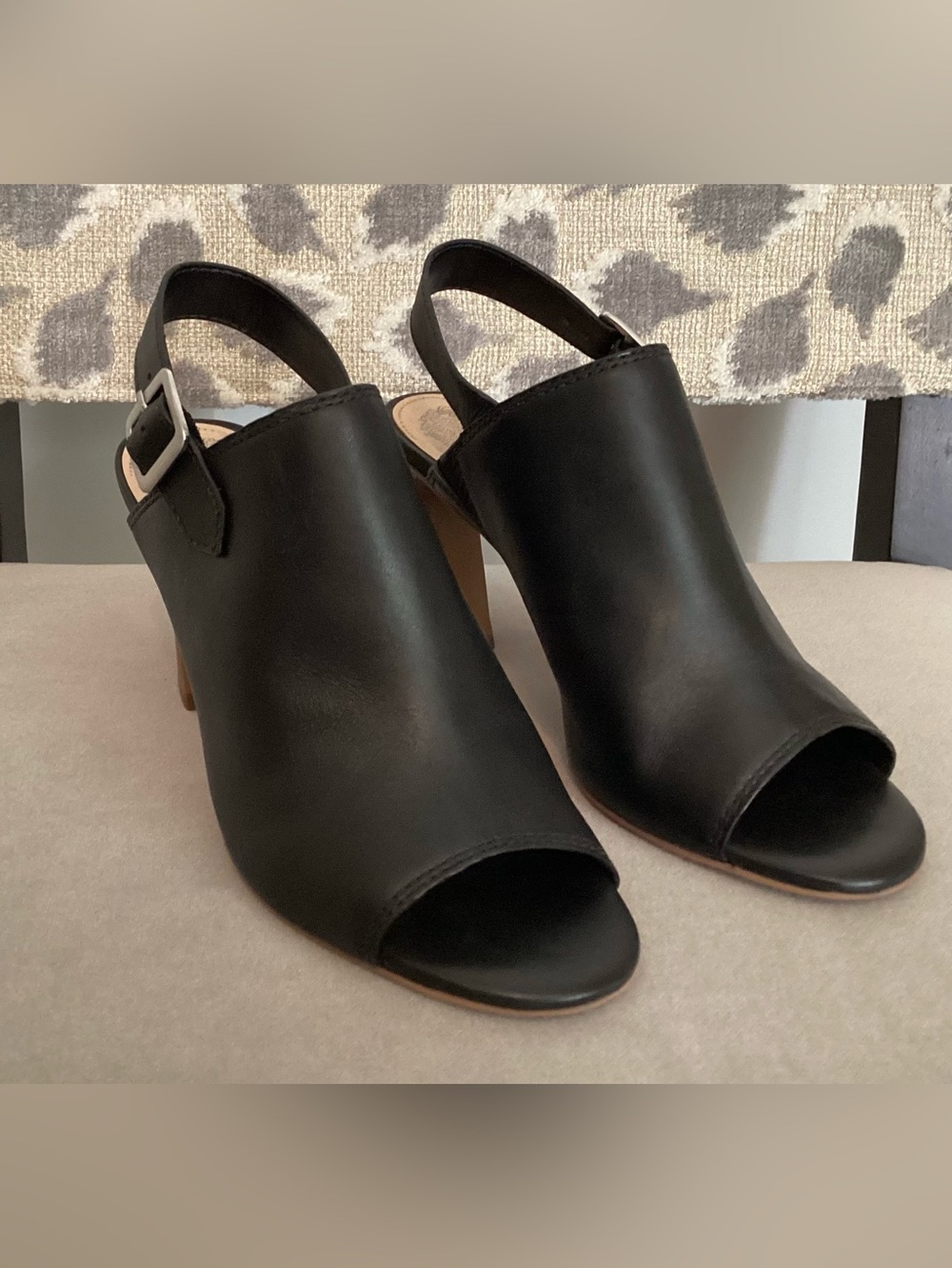 Vince Camuto Black Open-Toe Slingback Heels